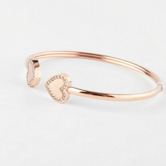 Michael Kors ROSE GOLD Crystal Heart Logo Bracelet - Picture 1 of 11